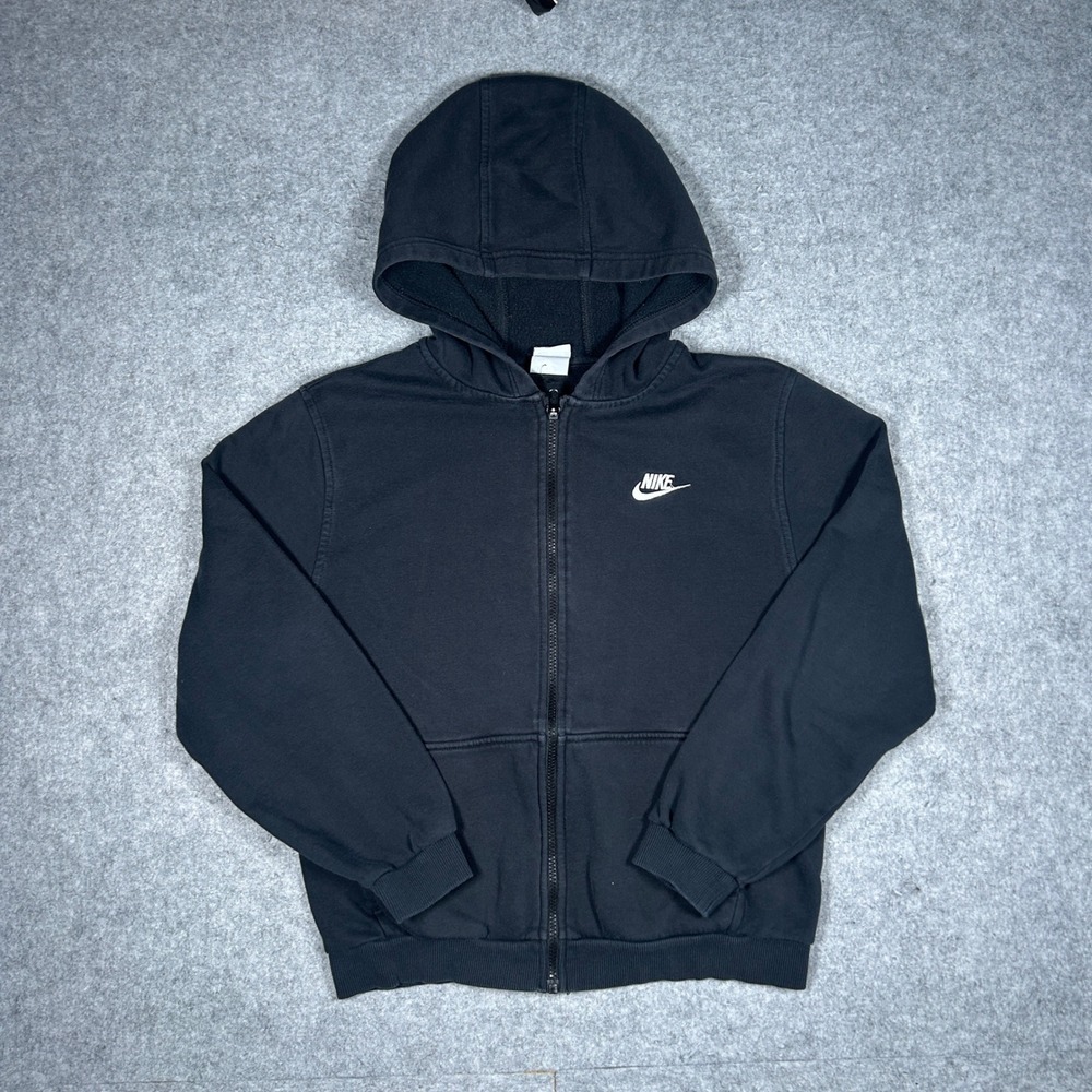 Nike Hoodie Kids Size‎ XL Black Full Zip Sportswear Club Fleece FD3004-010